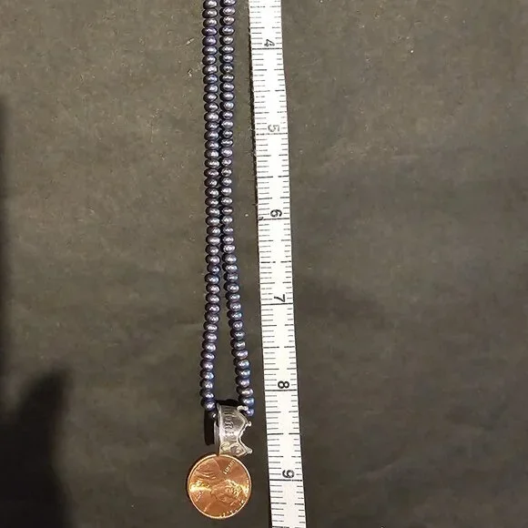 Angi Olami Pearl and Sterling Silver Floating Crown Necklace - Picture 5 of 7